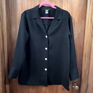 Multiples size 1 black jacket. Casual. Gorgeous. Pearlized buttons. Polyester